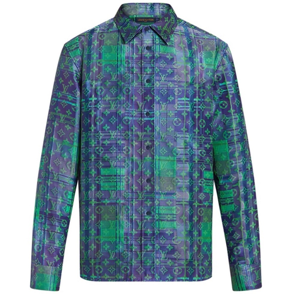 Louis Vuitton Runway Monogram Neon Check Oversized Business Shirt - Medium
